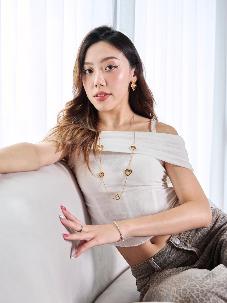 3秒戴上金色愛心長項鍊 3 Sec Quick Love Gold Necklace