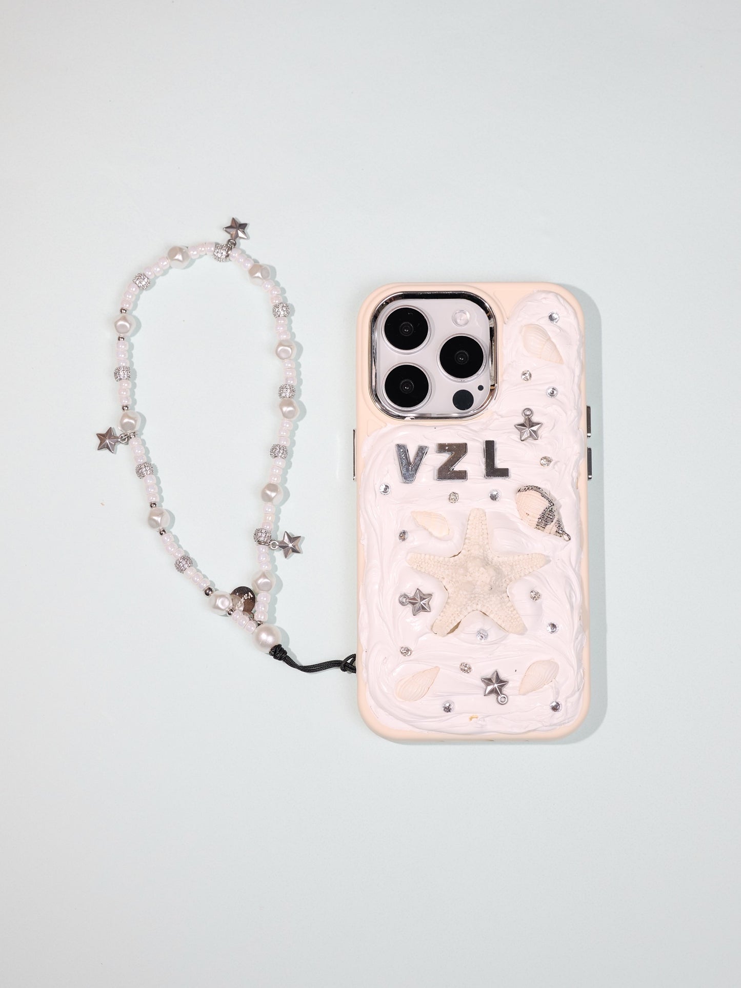 鋯石鑽珠銀星手機鏈 Name Wave Phone Charm