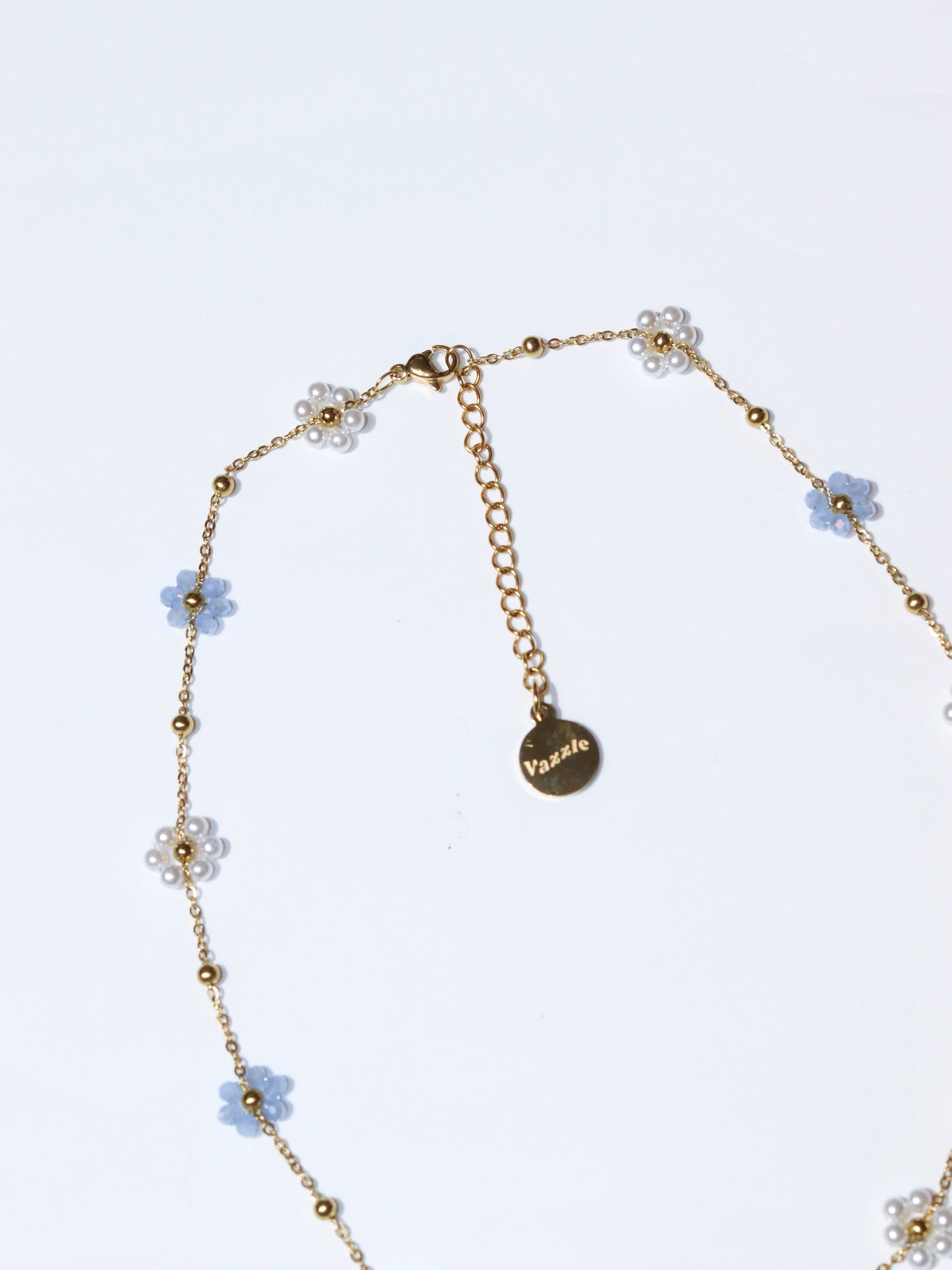 Beaded Flower Necklace 18k金鈦鋼不褪色小花金屬項鍊