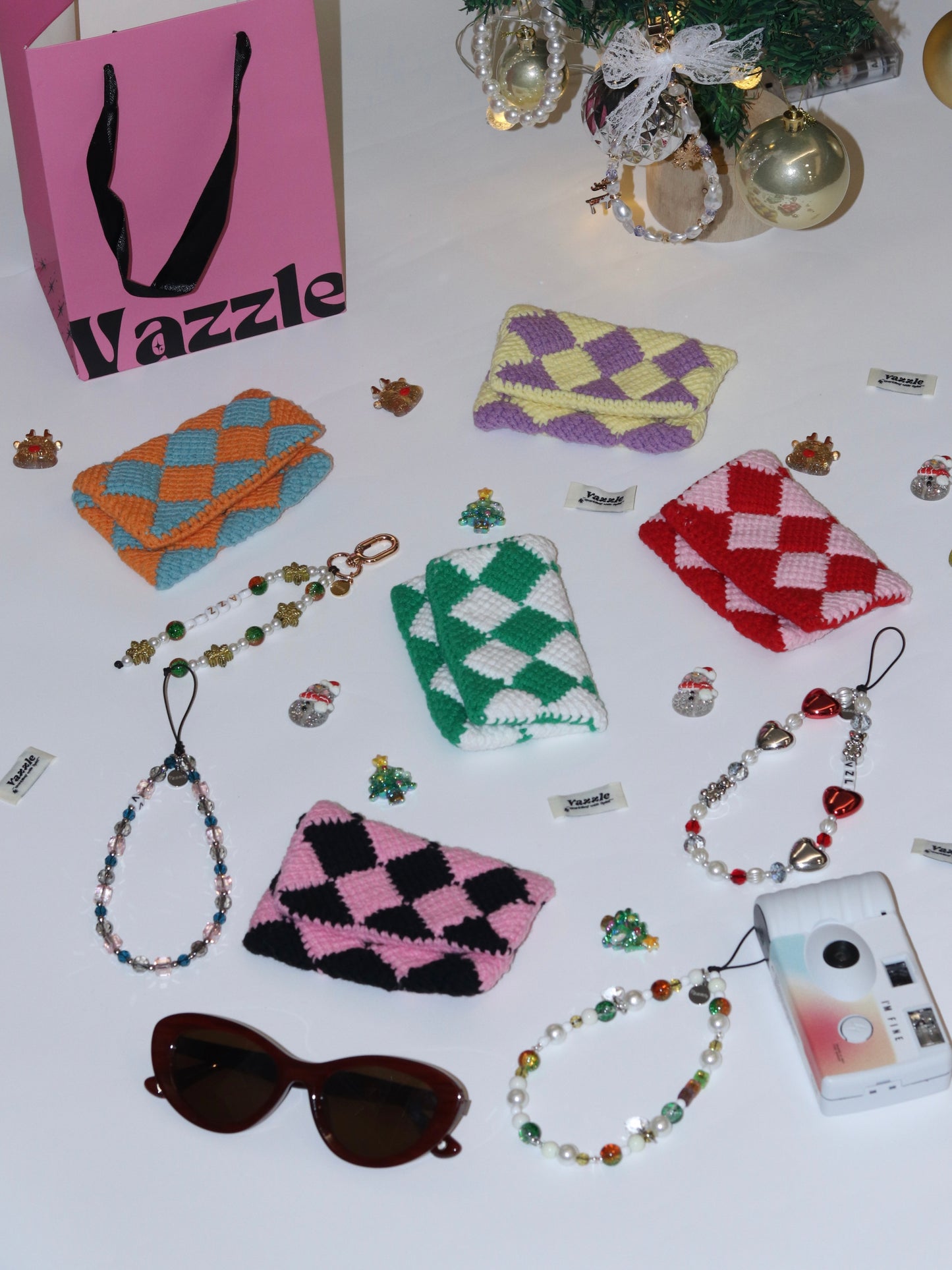 Santa Bloom Phone Charm 聖誕節氛圍感手機吊飾-紅銀