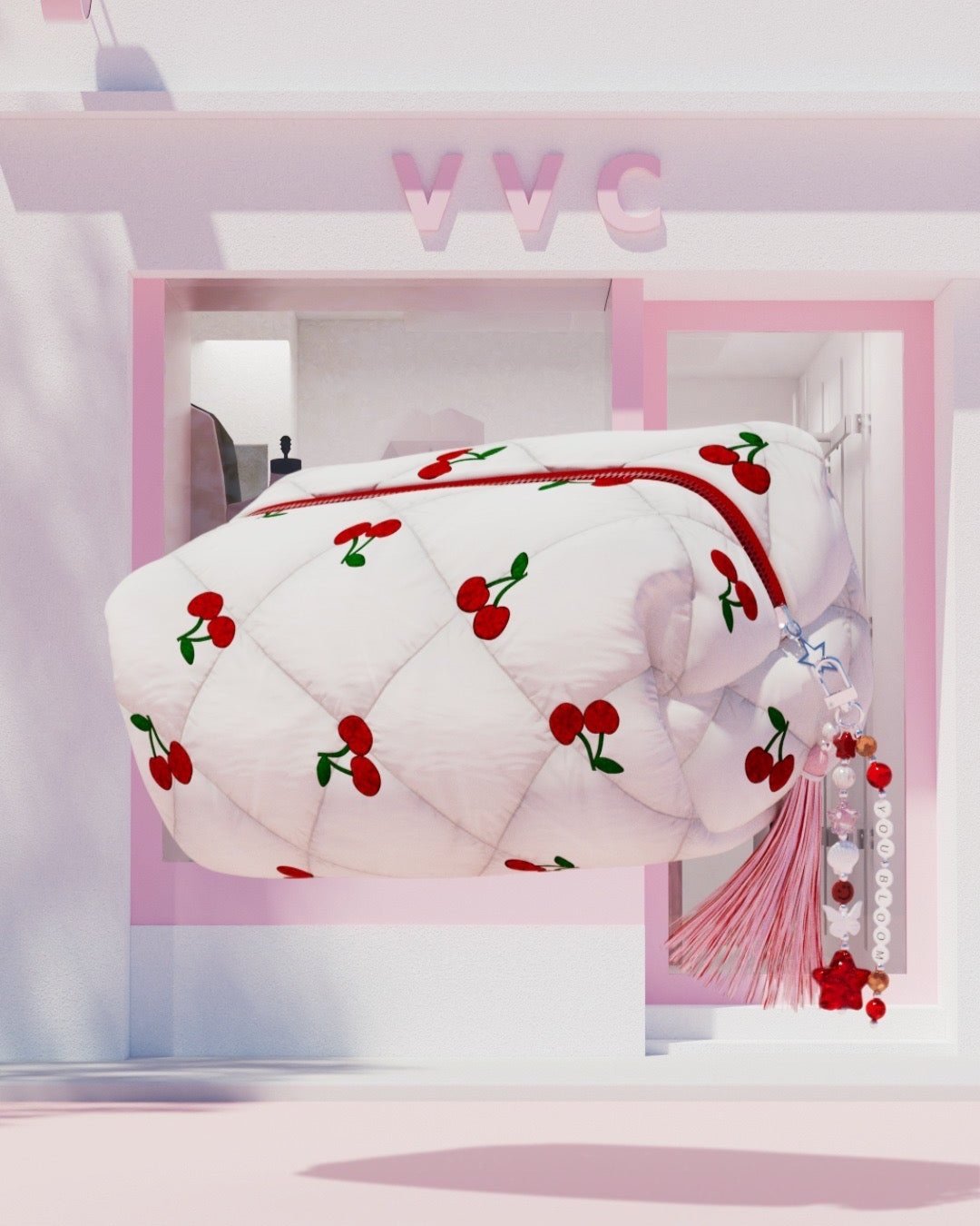 【VVC聯名】櫻桃紅化妝包+流蘇吊飾 You Bloom Charm