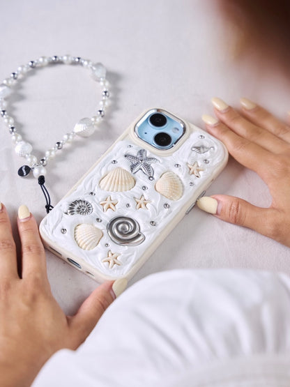 天然白貝殼手機鏈Shell Kiss Phone Charm