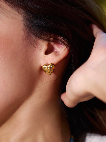 金色星星相印愛心耳扣 Heart&Star Clip-on Earrings