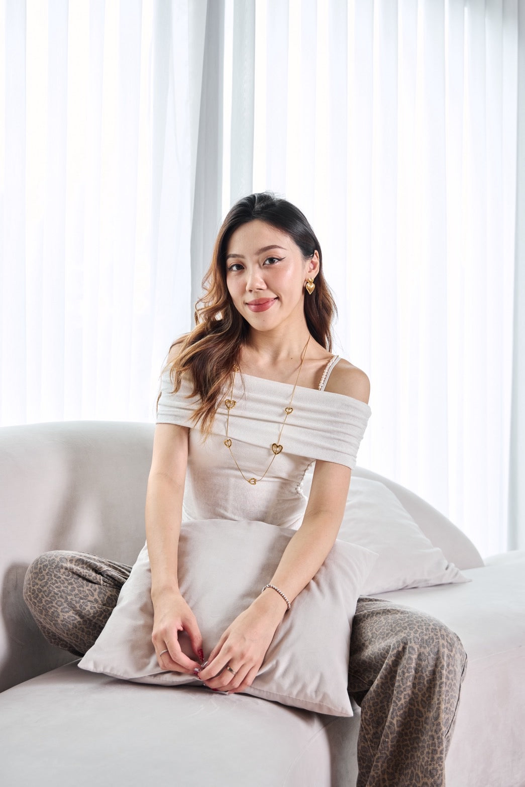 3秒戴上金色愛心長項鍊 3 Sec Quick Love  Gold Necklace