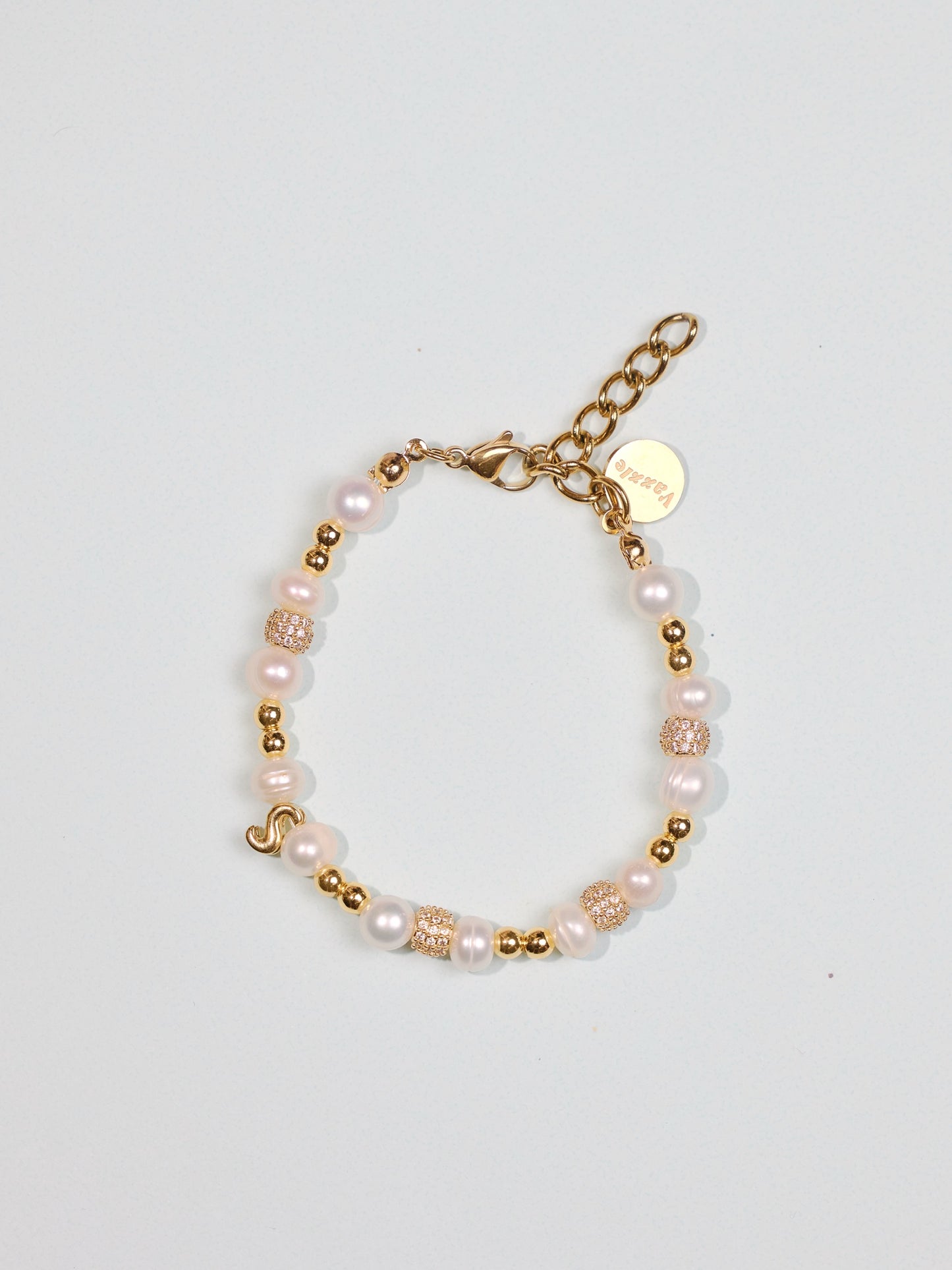 訂製金字母鋯石珍珠手環 Custom Gold Silver Diamond Bracelet