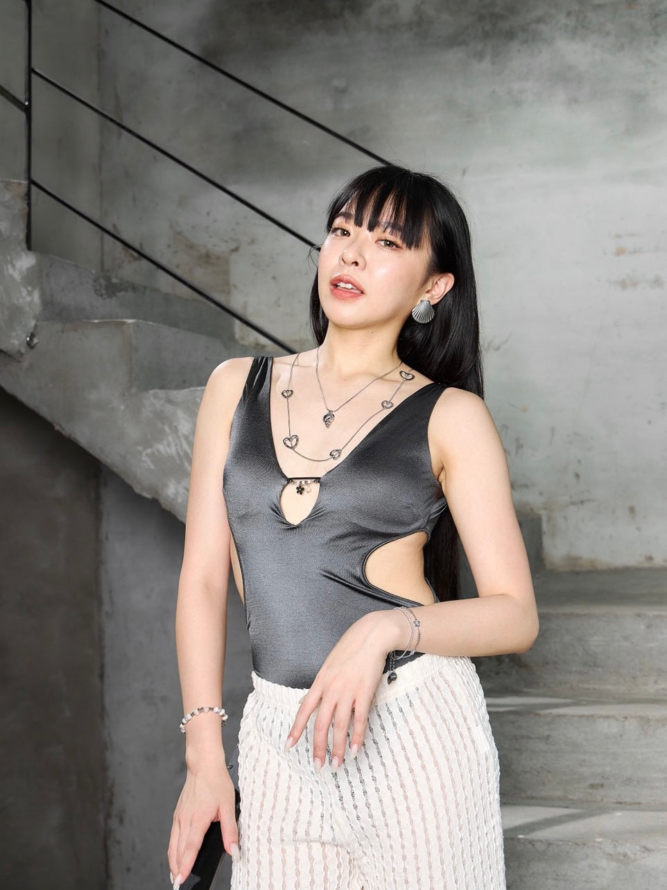 手殘救星銀色海螺伸縮項鍊 Lazy Luxe  Silver Necklace