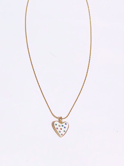 彩鑽愛心醫療鋼項鍊 Heart Pendant with Diamonds Necklace