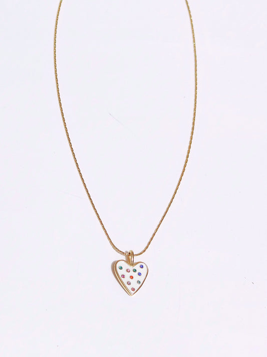 彩鑽愛心醫療鋼項鍊 Heart Pendant with Diamonds Necklace