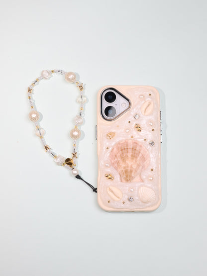 白金旋轉k金珠殼手機鏈 Glow Nude Phone Charm