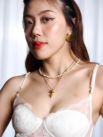 [Uni9m聯名款] 法式無鋼圈魔法收腰馬甲泳裝（附淡水珍珠肩帶鏈）