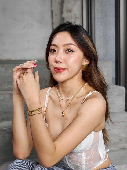 愛心OT扣可調節珍珠項鍊 Open Heart OT Clip Adjastable Gold Necklace