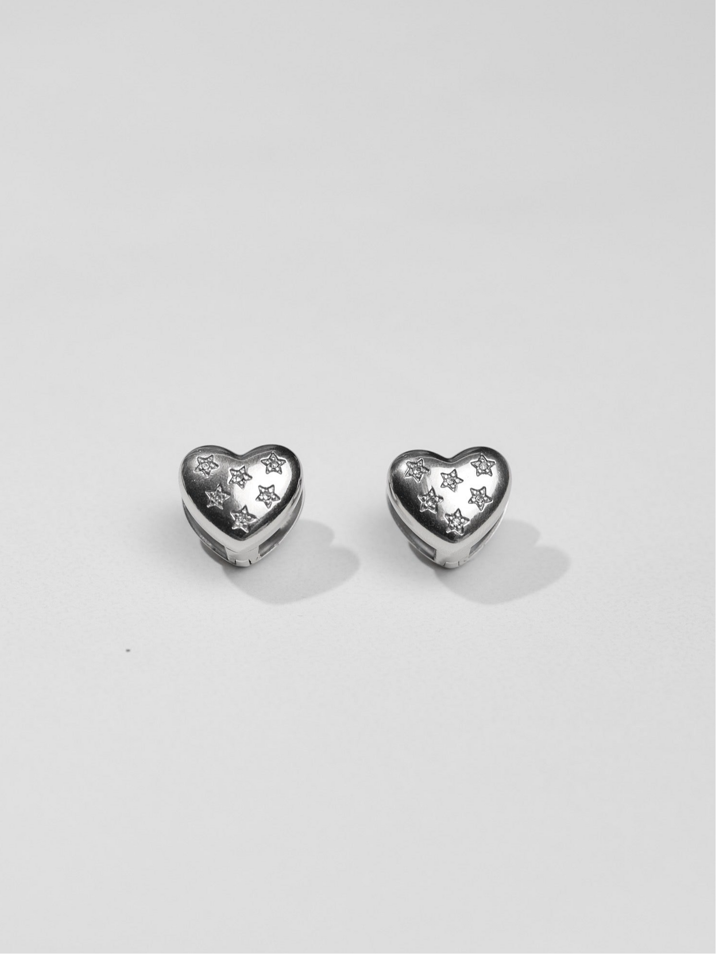 銀色星星相印愛心耳扣 Heart&Star Clip-on Earrings