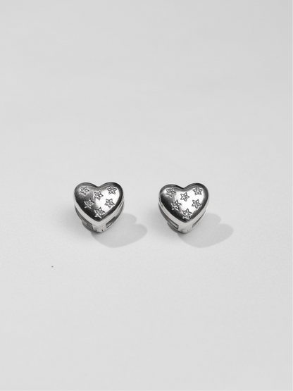 銀色星星相印愛心耳扣 Heart&Star Clip-on Earrings