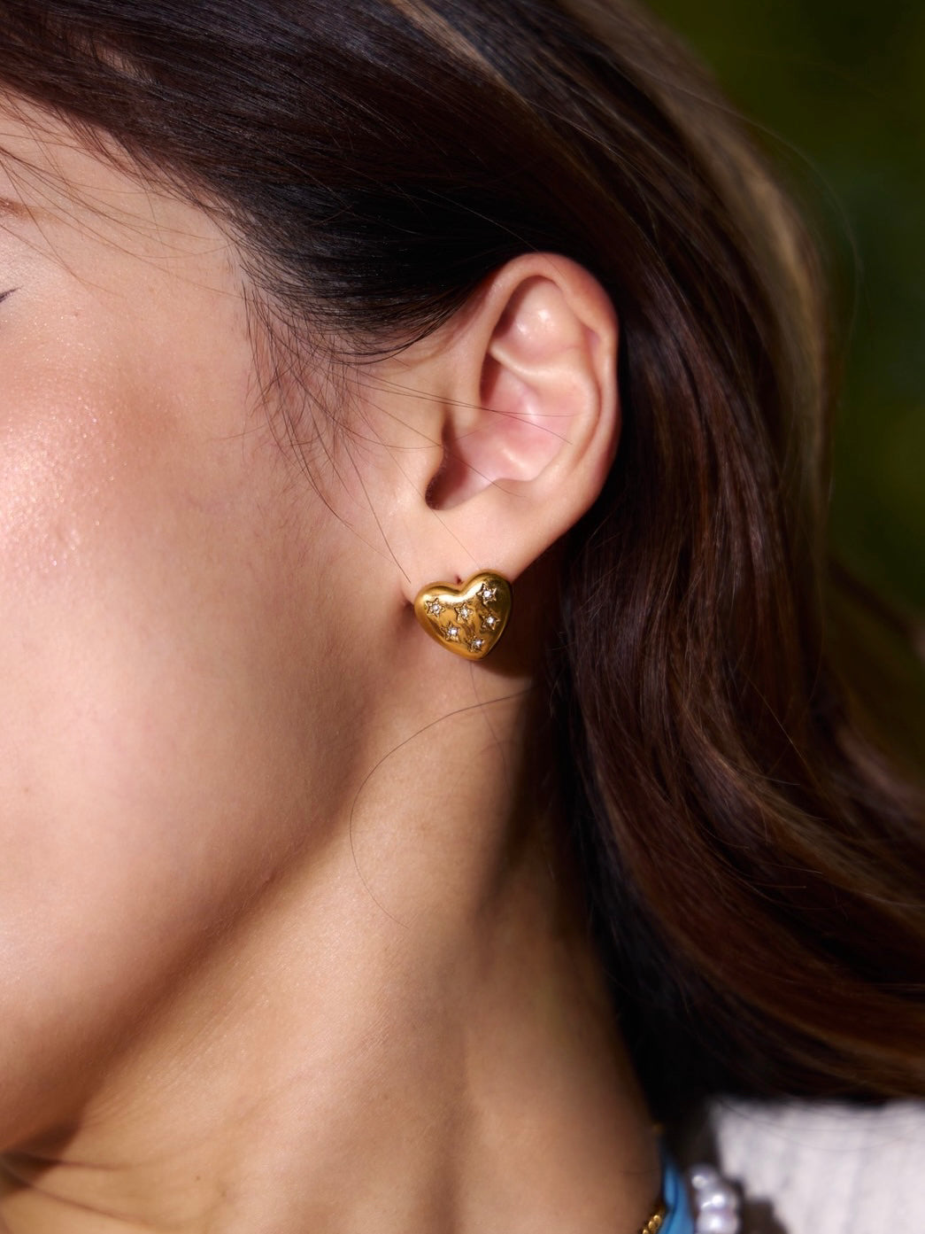 金色星星相印愛心耳扣 Heart&Star Clip-on Earrings