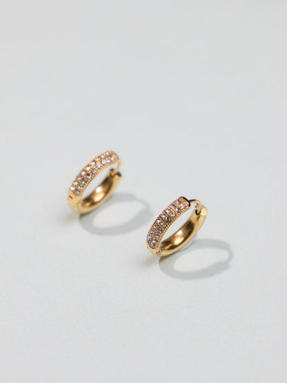 金色鋯石圈圈耳扣 Gold Diamond Hoop earrings