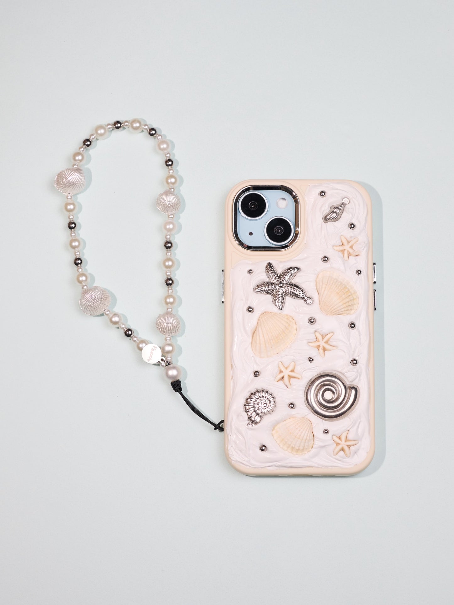 天然白貝殼手機鏈Shell Kiss Phone Charm