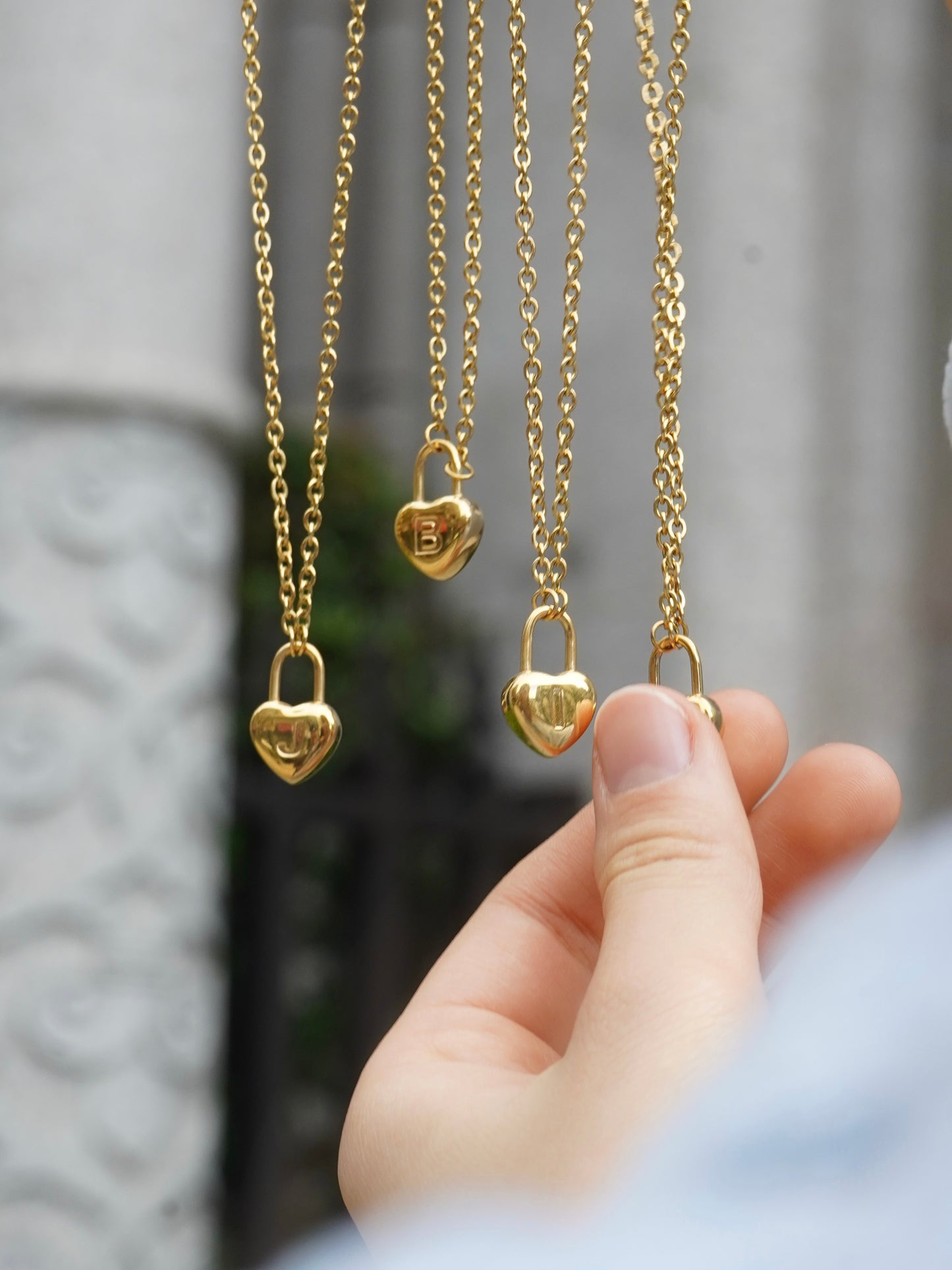 Hearty Lock Letter Necklace