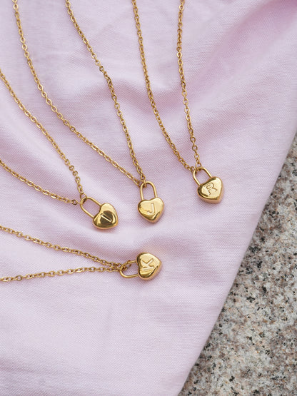 Hearty Lock Letter Necklace