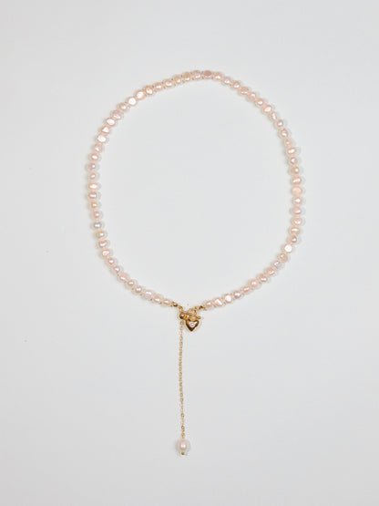 愛心OT扣可調節珍珠項鍊 Open Heart OT Clip Adjastable Gold Necklace