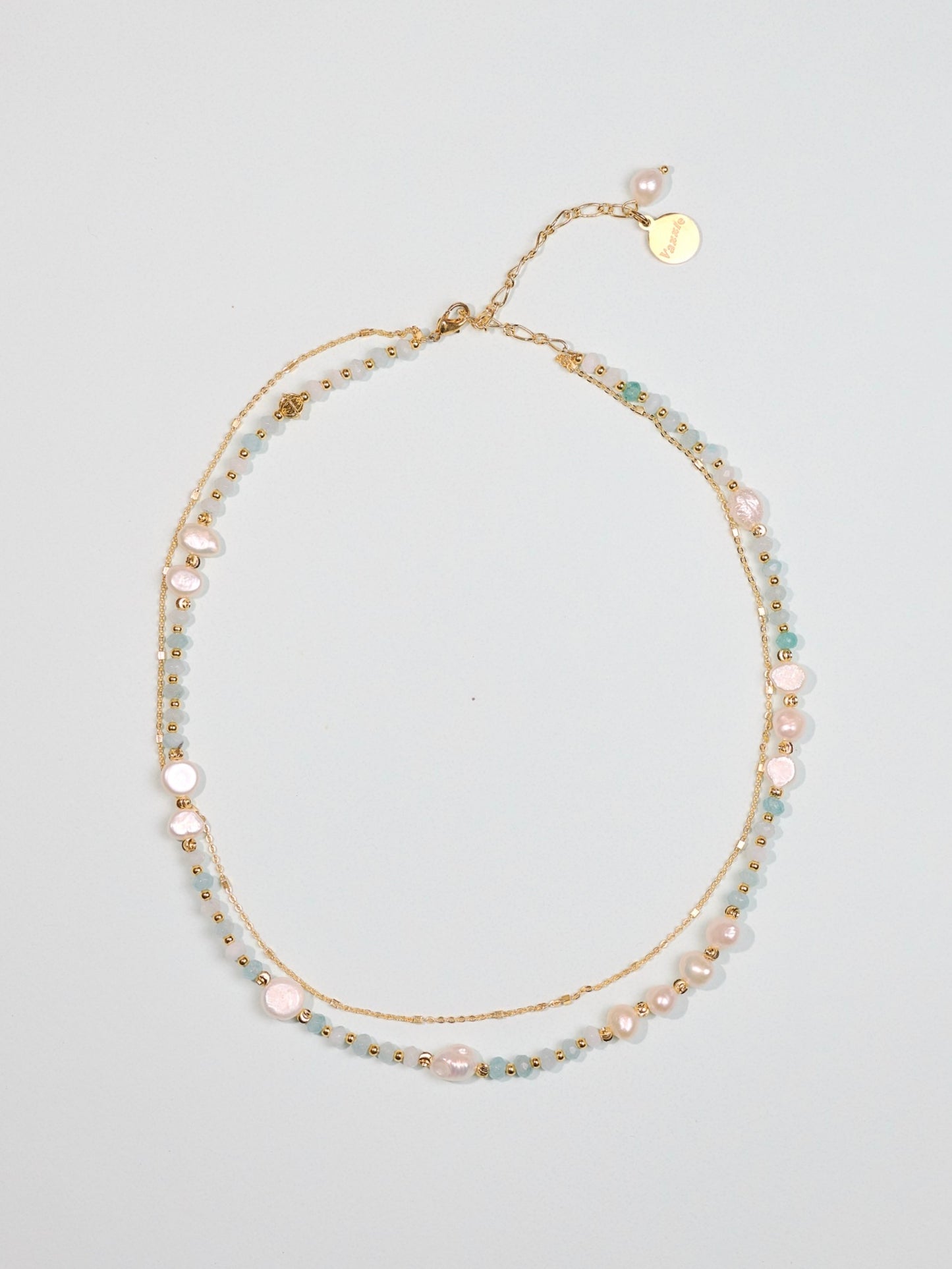 波光粼粼雙層藍鋯石水晶項鍊 Brave Waves Crystal Necklace