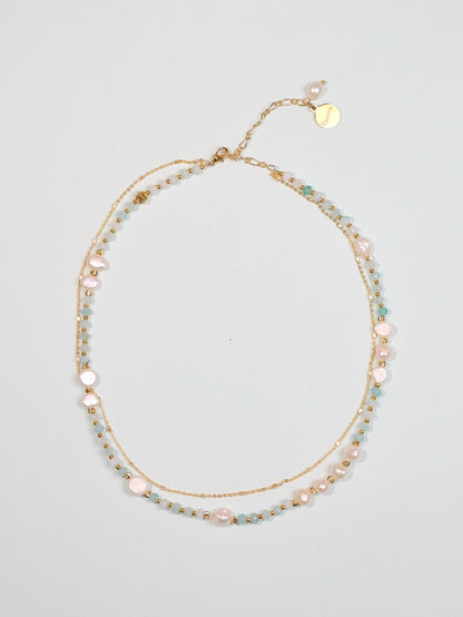 波光粼粼雙層藍鋯石水晶項鍊 Brave Waves Crystal Necklace