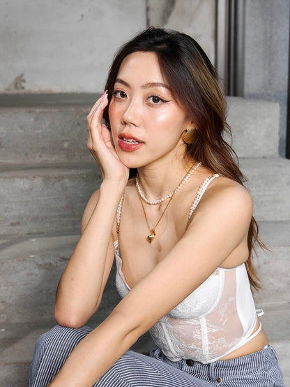 愛心OT扣可調節珍珠項鍊 Open Heart OT Clip Adjastable Gold Necklace