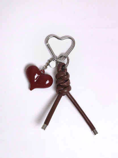 愛心搭配皮革掛件吊飾 Red Heart with Leather Charm