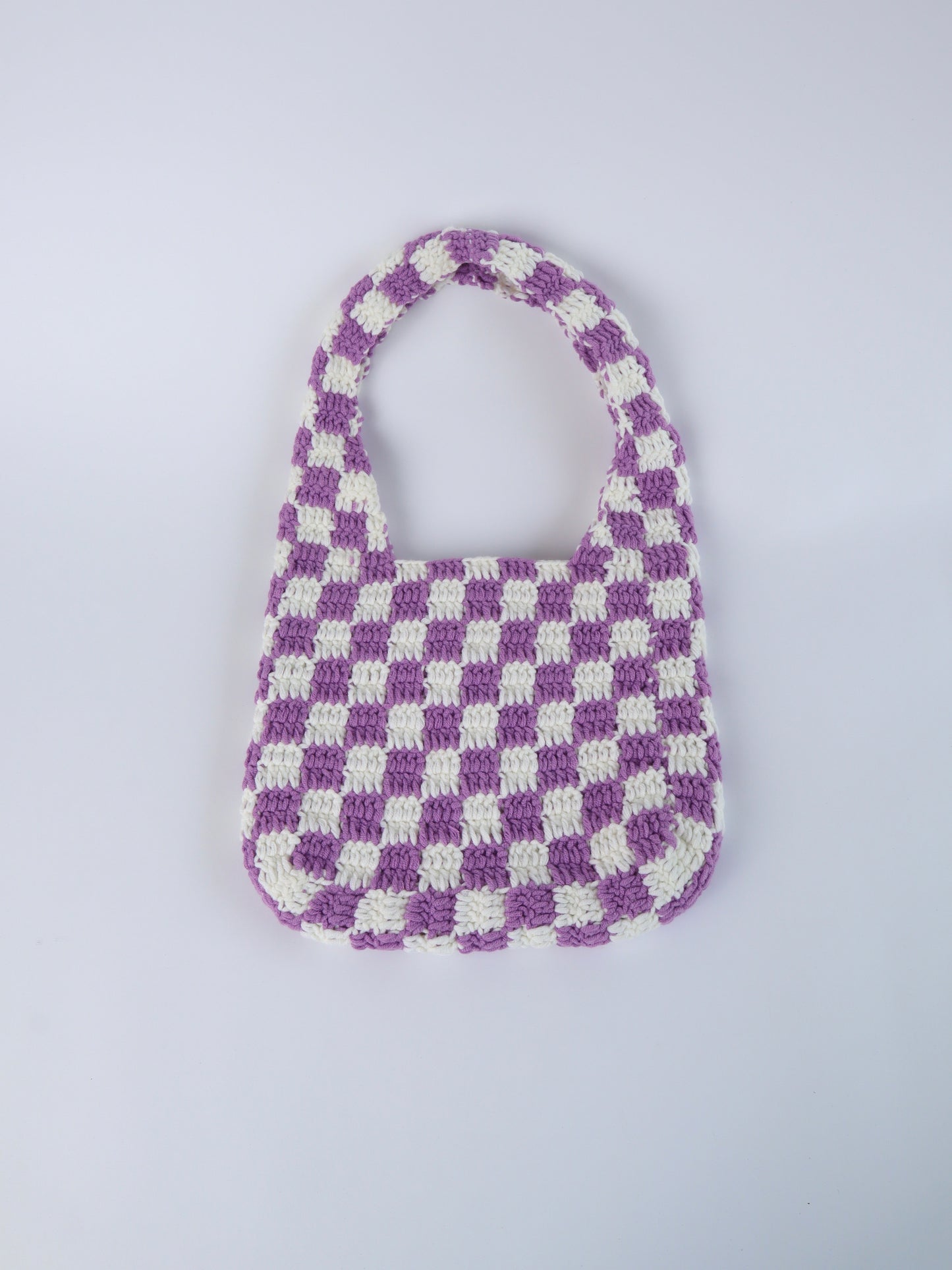 Purple Classic Checkered Small Crochet Bag