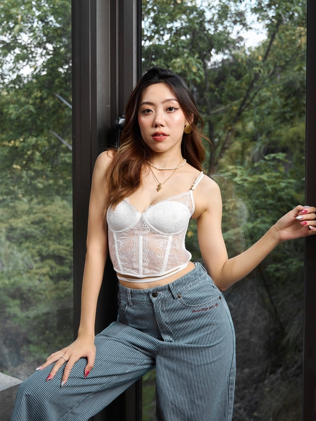 [Uni9m聯名款] 法式無鋼圈魔法收腰馬甲泳裝（附淡水珍珠肩帶鏈）