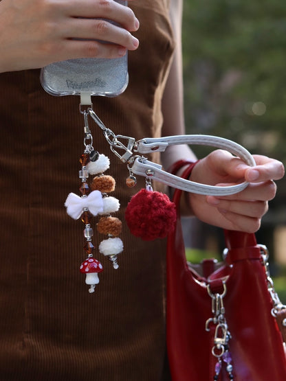 泰迪毛絨搭配大蘑菇吊飾 Teddy Fur with Mushroom Charm