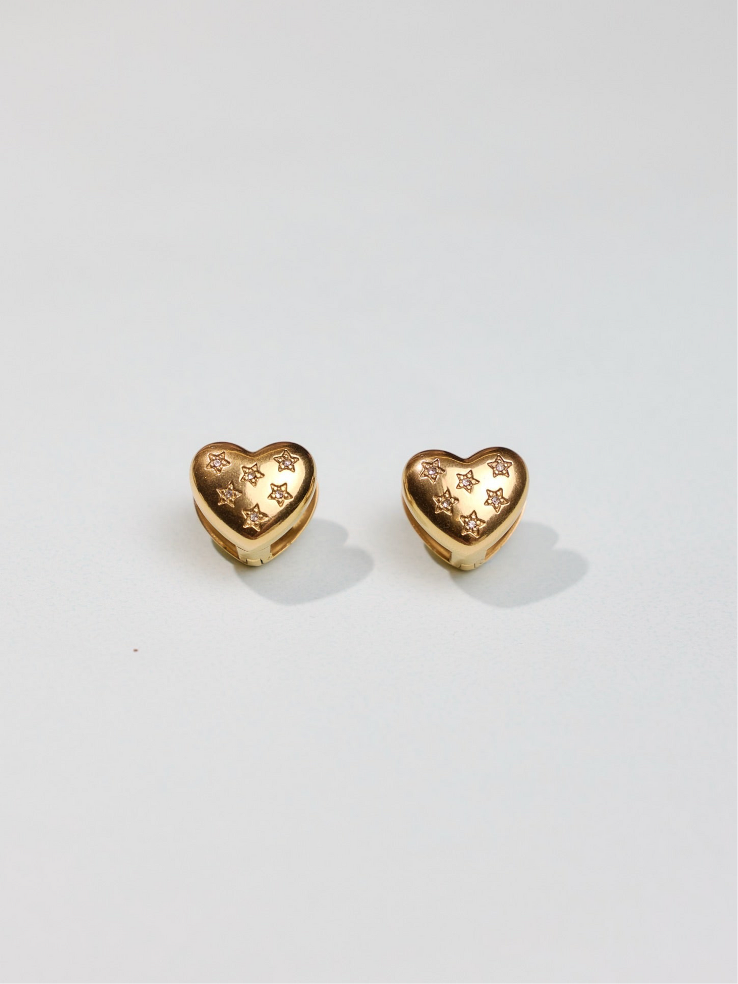 金色星星相印愛心耳扣 Heart&Star Clip-on Earrings