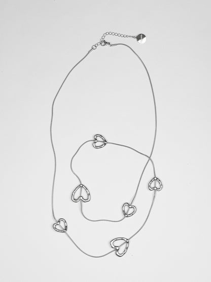 3秒戴上銀色愛心長項鍊 3 Sec Quick Love  Silver Necklace