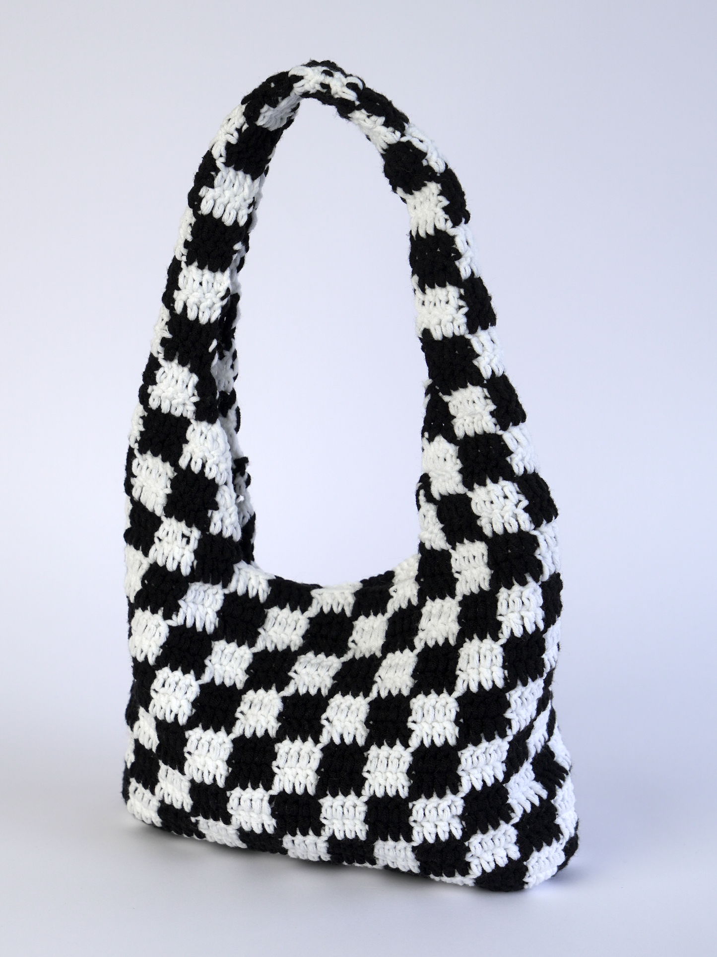 Black&white Classic Checkered Small Crochet Bag