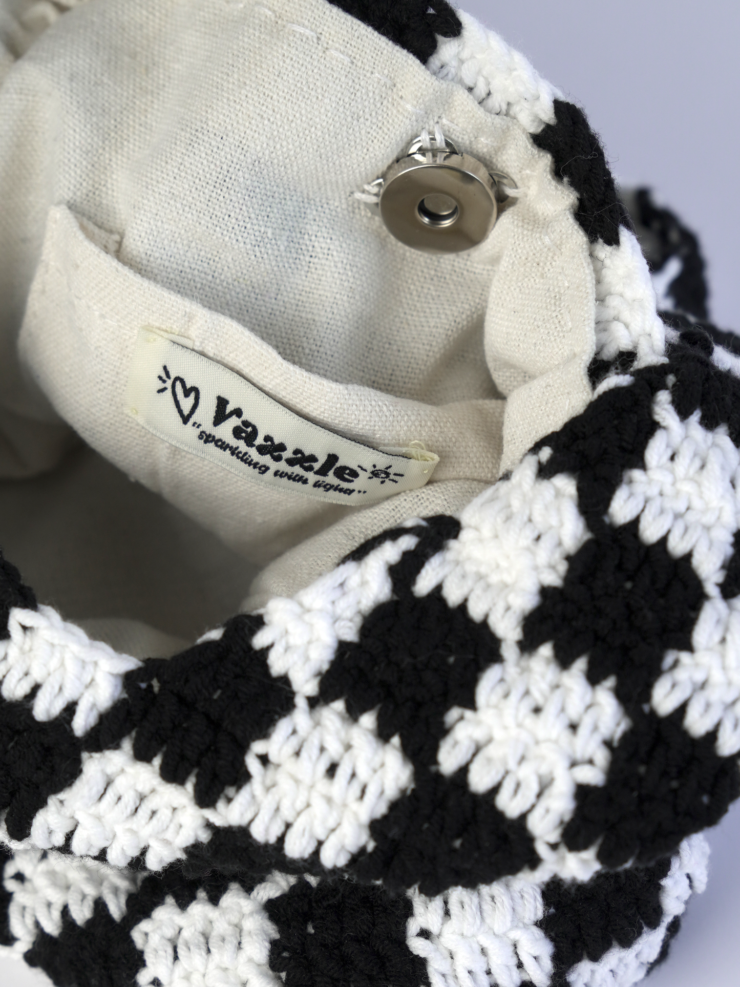 Black&white Classic Checkered Small Crochet Bag