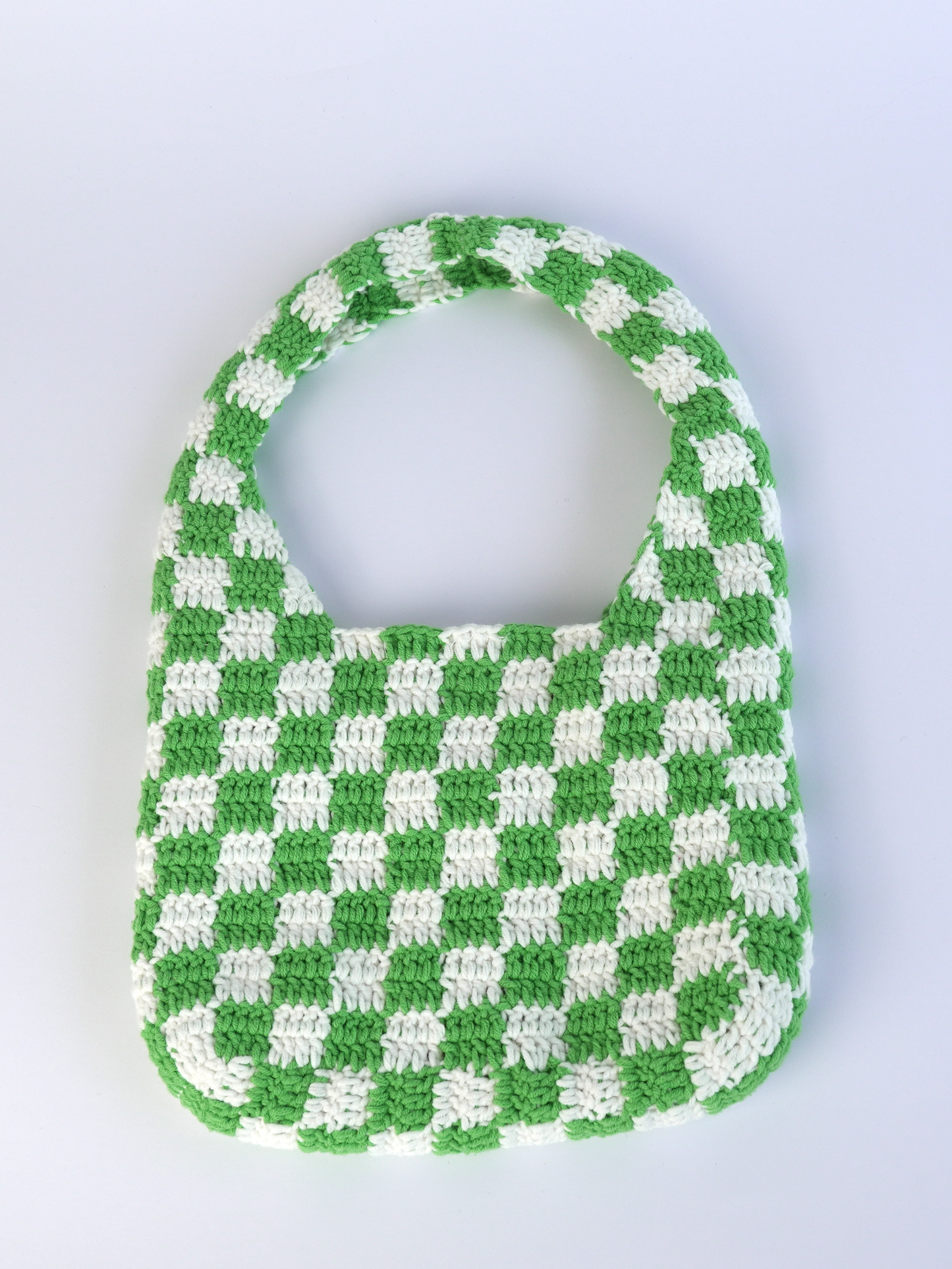 Green Classic Checkered Small Crochet Bag