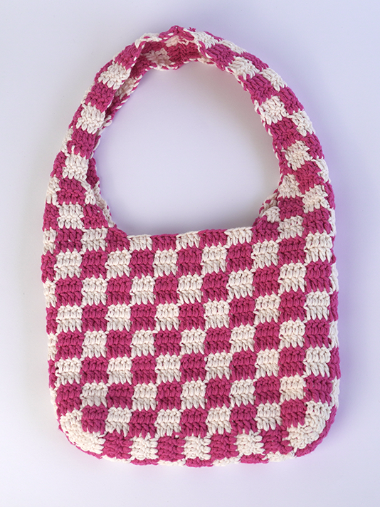 Hot pink Classic Checkered Small Crochet Bag