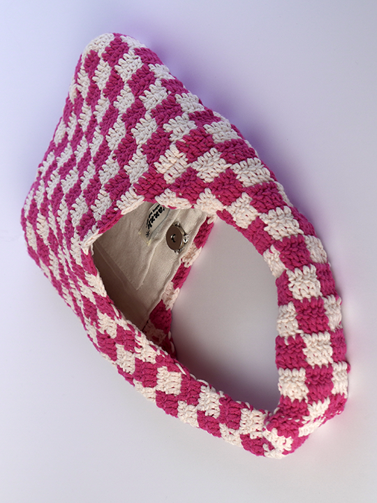 Hot pink Classic Checkered Small Crochet Bag