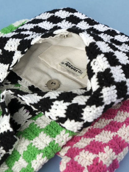 Black&white Classic Checkered Small Crochet Bag