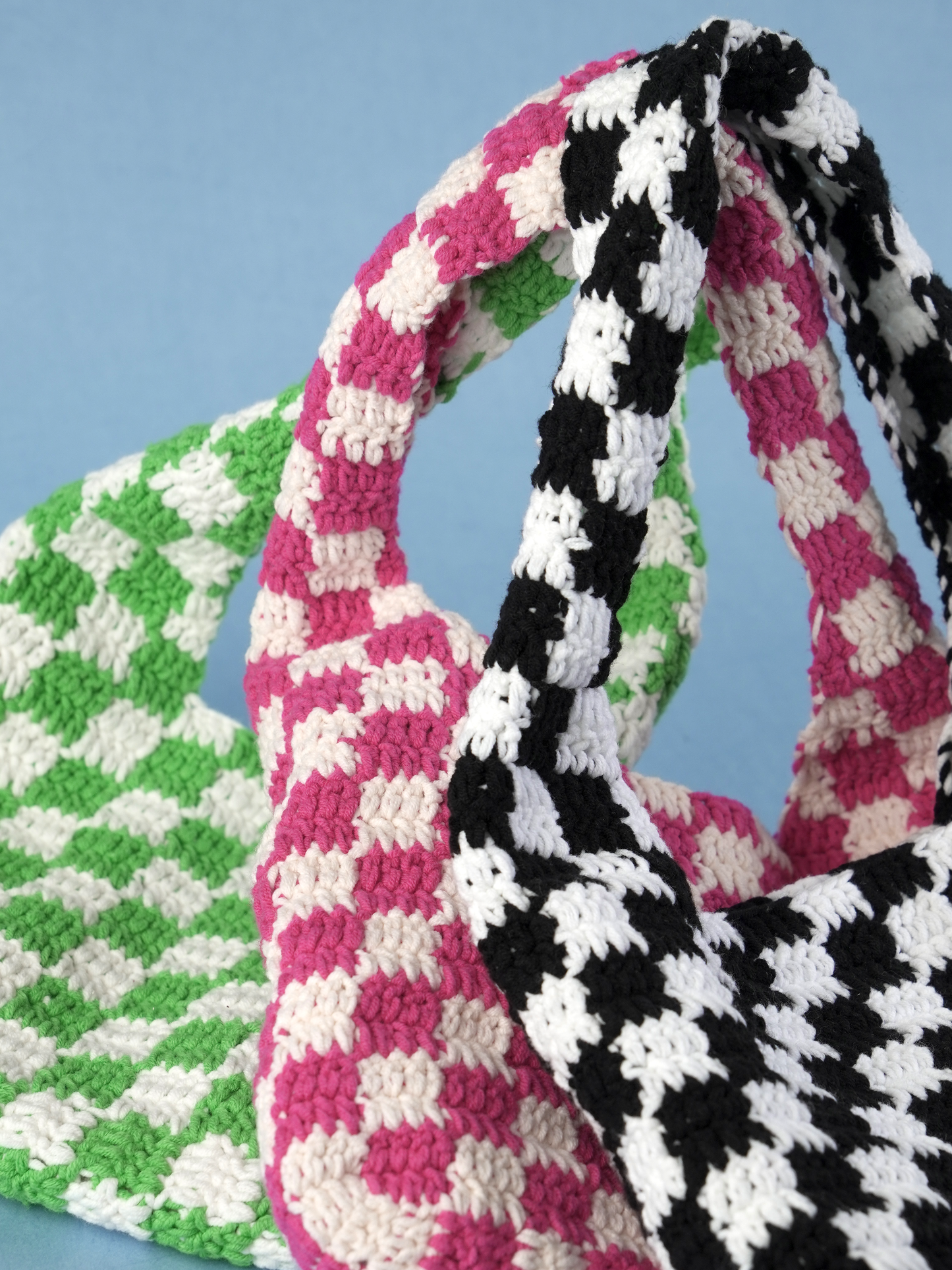 Green Classic Checkered Small Crochet Bag